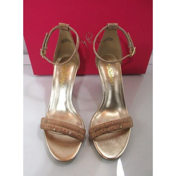 Lilly Pulitizer Jenna Wedge Heel Ankle Strap Sandals Natural Cork Size 8.5 - Picture 3 of 7